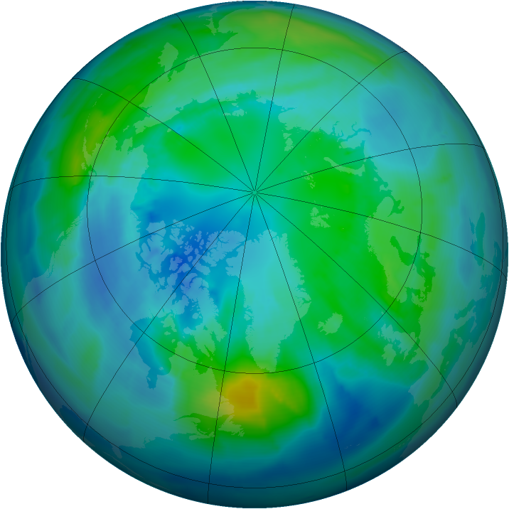 Arctic ozone map for 14 October 2012
